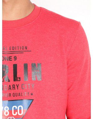 Men Cotton Blend Triangle Print Sweatshirt Red Mixture